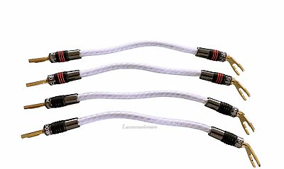 #ad QED GENESIS Silver Spiral 4x Speaker Jumper Cable Terminated Qed Airloc Plugs $122.21