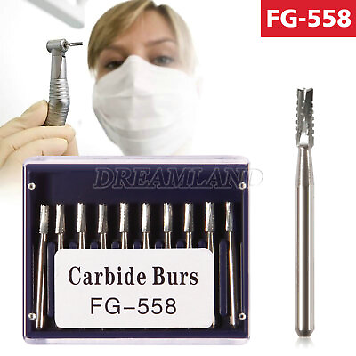 #ad 10pcs Dental Carbide Burs FG558 1.6mm for High Speed Handpiece $7.95