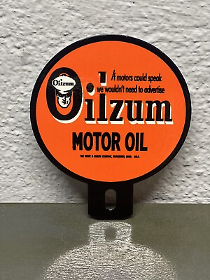 #ad Oilzum Motor Oil Metal Plate Topper Sign Service Sales Station Automotive Gas $29.99