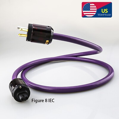 Audiophile HiFi 12AWG 7N OCC Figure 8 Mains Supply 3 Prong US Plug Power Cables $35.00
