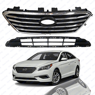 #ad For 2015 2016 2017 Hyundai Sonata Front Upper amp; Lower Grille Grill Assembly 2pcs $56.95