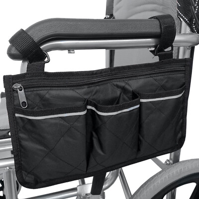 #ad Multi pocket Storage Bag Pouch for Wheelchair Walker Rollator Arm Rest Pouch $14.69