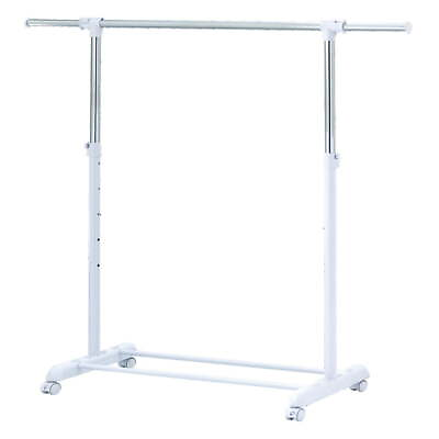 #ad Adjustable Clothing Rolling Garment Clothes Rack Heavy Duty Metal Chrome White $7.71