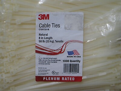#ad 1000 PIECES 3M CT8NT50 M 8quot; INCH NATURAL 50lb TENSILE CABLE TIES FREE SHIPPING $45.00