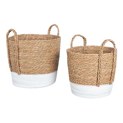#ad Seagrass amp; Paper Rope Baskets Set of 2 Small and Medium Storage $25.09