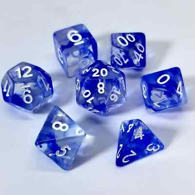 #ad Nebulous Blue 7 Dice Set Polyhedral RPG DnD Dungeons Dragons Pathfinder d20 $12.99