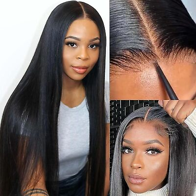 #ad Wear and Go Glueless Wigs Straight Human Hair Free Front HD Transparent Lace Wig $234.00
