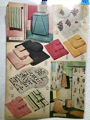 #ad 1955 Spiegel Catalog Print Ad MCM Bath Cannon Carefree Colonial Kitchen Fabric $14.00