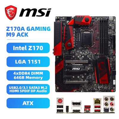 #ad MSI Z170A GAMING M9 ACK Motherboard ATX Intel Z170 LGA1151 DDR4 SATA3 M.2 HDMI $140.00