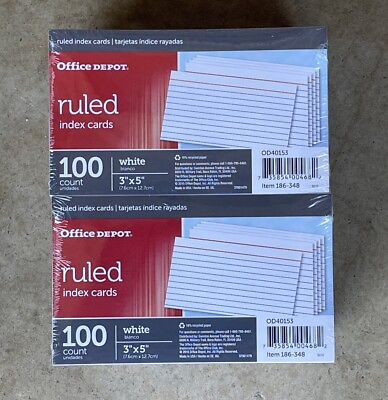 #ad 1000 PK Ruled Index Cards 3quot; x 5quot; White 1000 Cards 10 Packs of 100 $10.00