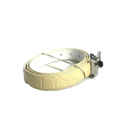 #ad Men#x27;s Reversible Belt Beige White Silver Buckle One Size Fits All 44quot; Length $19.99