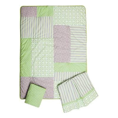#ad 3 Piece Baby Crib Bedding Set Trend Lab Lauren Green Gray Polka Dots Circles $39.99