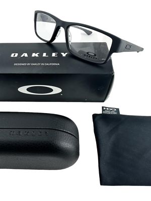 #ad Oakley NEW Airdrop Satin Black Rectangle Frames 57 18 143 Eyeglasses OX8046 Set $85.49