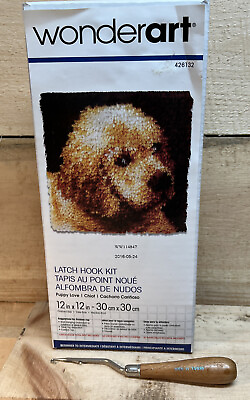 #ad Wonderart Latch Hook Kit “Puppy Love” 12” x 12” New In Box Plus Hook #426132 $9.99