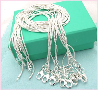 #ad 10PCS wholesale 925 sterling solid silver 1MM snake chain necklace XXDC08 $7.99