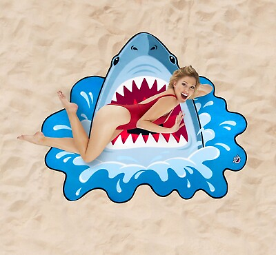 #ad Giant Shark Attack Jaws Beach Towel Pool Shower Microfiber Blanket Cover $23.00