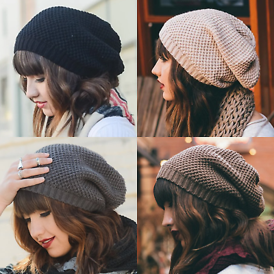 #ad Waffle Knit Slouch Ribbed Stretchy Winter Fall Beanie $16.99