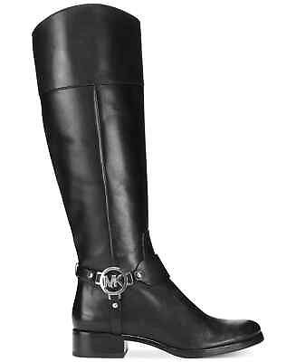 #ad Michael Kors Fulton Harness Boots Tall Black Riding Logo Leather Women#x27;s 5 Used $59.97