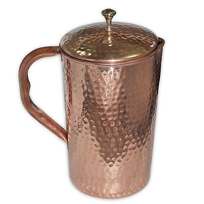 #ad Pure 100 % Hammered Copper Jug Pitcher 1500 Ml for Water Storage for health27 $41.24