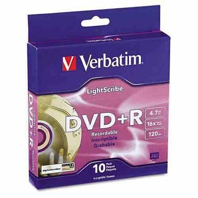 #ad Verbatim LightScribe DVDR Blank Media 10pk Laser Etch Prints Direct to Disc $18.00