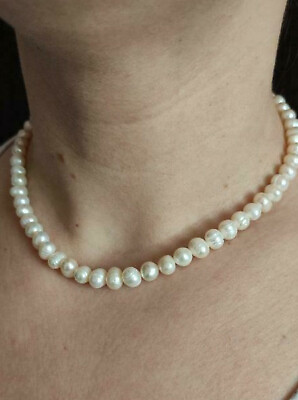 #ad New Fashion White Freshwater Pearl Necklace For Women Fashion 925 Silver Jewel $234.00