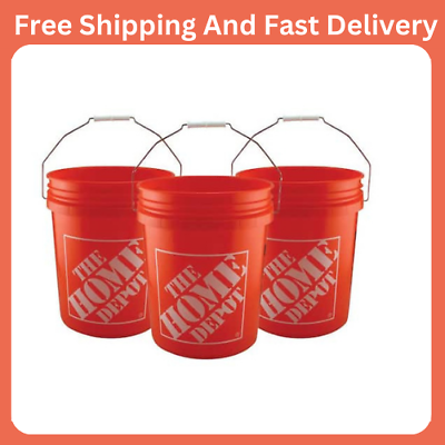 #ad 5 Gallon All Purpose Plastic Bucket Homer pails Paint Utility Job buckets 3 pack $14.29