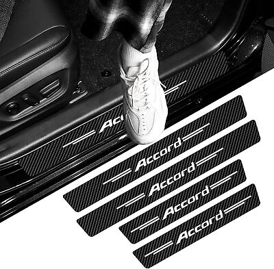 #ad 4pcs Carbon Fiber Car Door Sill Plate Protector Cover Sticker For Accord $9.56