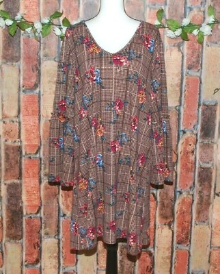 #ad Wishful Park Ladies Dress Tunic Size 1XL Houndstooth Floral Bell Sleeves SO Cute $5.00