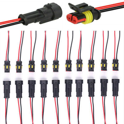 #ad 20X Car Waterproof Electrical Wire Cable Connector Male Female 2Pin Way Plug Kit $10.98