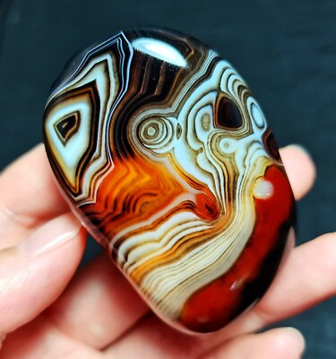 #ad TOP 62G Natural Polished Silk Banded Lace Agate Crystal Stone Madagascar QC6 $39.90