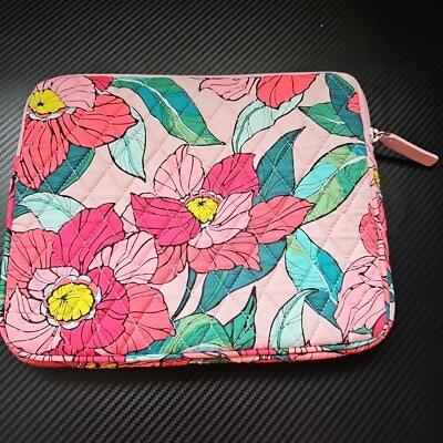 #ad Vera Bradley Vintage Floral Laptop Sleeve Zip Closure Pink Shades $16.00
