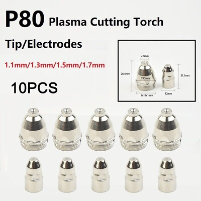 #ad Premium 1 1mm 1 7mm P80 plasma torch consumables for efficient cutting 10pcs $14.92
