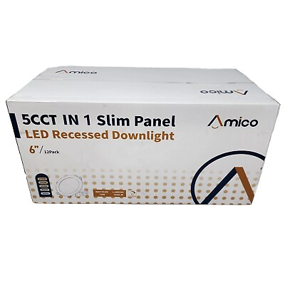 #ad Amico 6 Inch 5CCT Slim LED Recessed Downlight w Junction Box 12W 12 Pack $63.99