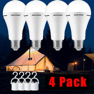 #ad 4PCS Rechargeable Emergency Light Bulb 60W Equivalent 1200mAh Battery Backup New $16.70