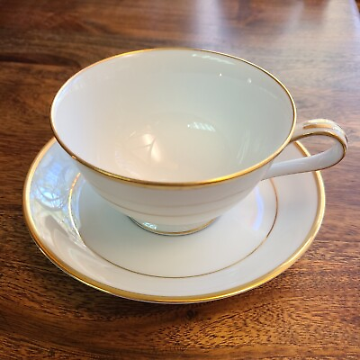 #ad Noritake Guilford Set Tea Cup and Saucer with Gold accent rim replacement $6.07