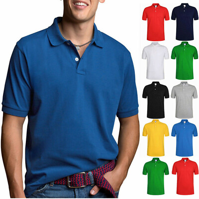 #ad Men#x27;s Polo Shirt Dri Fit Golf Sports Plain Cotton Jersey T Shirt Short Sleeve $10.99