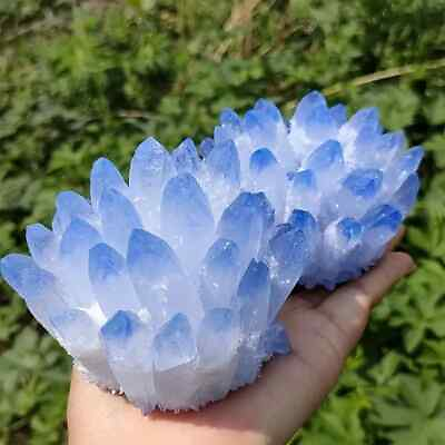 #ad 310g Natural Blue Ghost Phantom Cluster Mineral Specimen Crystal Reiki Decor $54.00