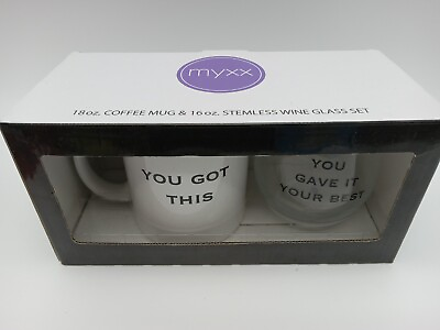 #ad Myxx 18 oz mug amp; 16 oz stemless wine glass set quot;You Got This Gave Your Bestquot; $15.00