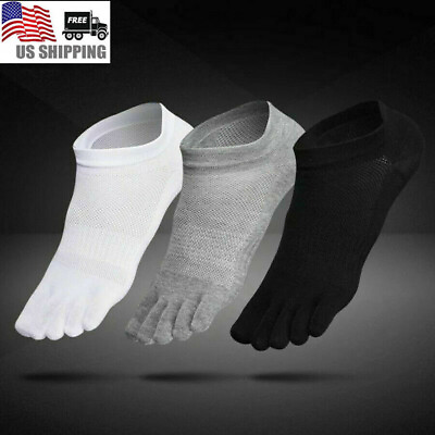 #ad Men Ankle Five Finger Toe Socks 6 Pack Low Cut Cotton Solid Casual Sport Breathe $14.30