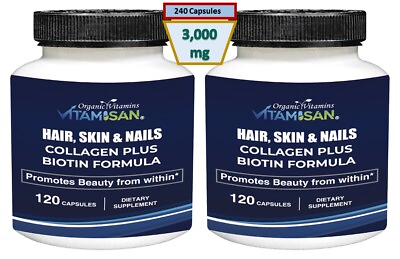 #ad Biotin Multi Collagen Pills 3000 mg 240 Capsules Hair Skin Nails Bones $16.99