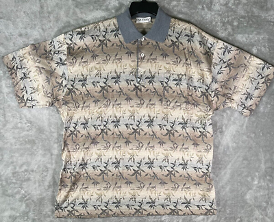 #ad St. Croix Shirt Mens Polo Beige Tropical Print Size XXL Short Sleeves $26.99