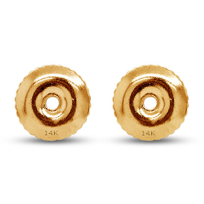 #ad 1 Pair Genuine Real 14K Yellow Gold Threaded Screw off Earring Back Replacement $29.00
