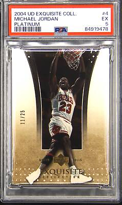 #ad 2004 Upper Deck Exquisite Collection #4 Michael Jordan Platinum 11 25 PSA 5 $1899.00