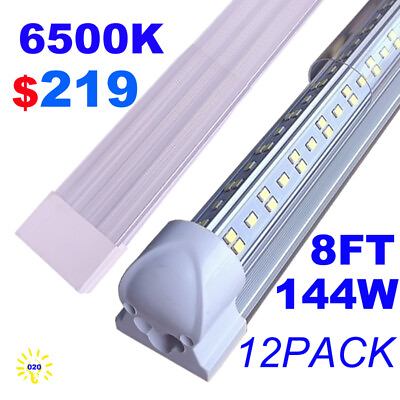 #ad 12 Pack Integrated Led Tube Lights 8#x27; Led Bulbs 144W 8FT Led Shop Light Fixture $219.00