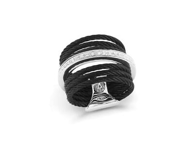 #ad ALOR Black 7 Row Cable Ring with 18kt White Gold amp; Diamonds $695.00