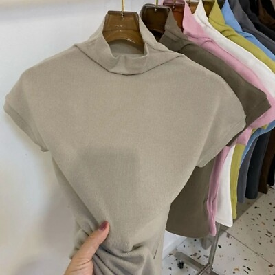 #ad Women Turtleneck Top Short Sleeve Undershirt Slim Fit Bottoming Blouse Tee $11.99