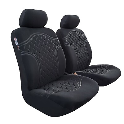 #ad For Jeep Grand Cherokee Car Seat Covers Front Set Black Embossed Velour 2PCS $41.35