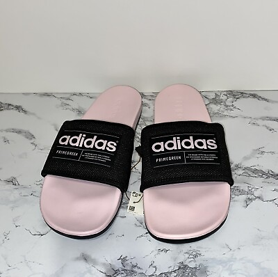 #ad adidas Mens Size 13 Adilette Comfort Slides Sandals Core Black Clear Pink NEW $21.99