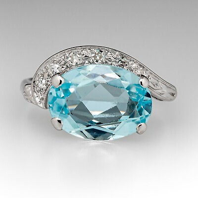 #ad AQUAMARINE Gemstone Ring 925 STERLING SILVER RING FOR WOMEN $71.28
