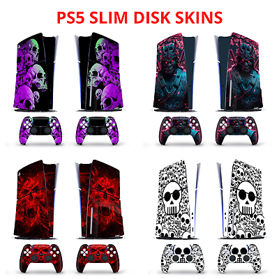 #ad PS5 Slim Disk Skull Horror Skin Sticker Decal Vinyl Wrap for Playstation5 Slim $18.90